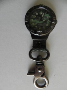 Clip on Watch - Military/Sports Type - Carabiner, Metal Clip