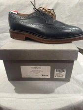 Thom Browne Mens Longwing Brogue W/ Leather Sole Calf Leather Navy Blue Sz 10