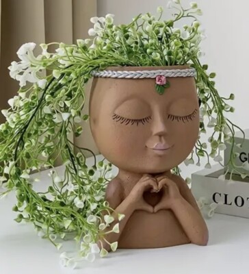 3D Girl Face Planter Succulent House Plant Pot *plant Sold Separately