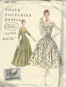 1955 Vintage Vogue Sewing Pattern 6 One Piece Dress 12 Ebay