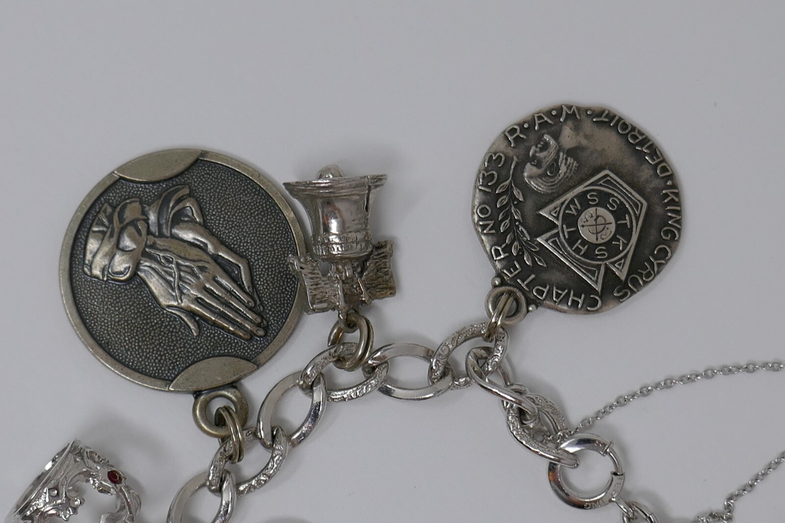 Sterling Silver Multi Theme 12 Charm Bracelet - image 8