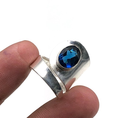 London Blue Topaz Gemstone 925 Sterling Silver Handmade Jewelry Ring Gift