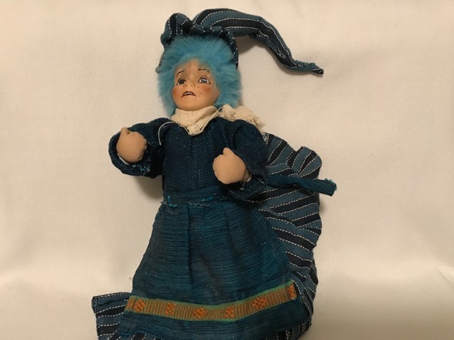 Kw Blue Poseable German Norwegian Good Luck Kitchen Witch 7 For