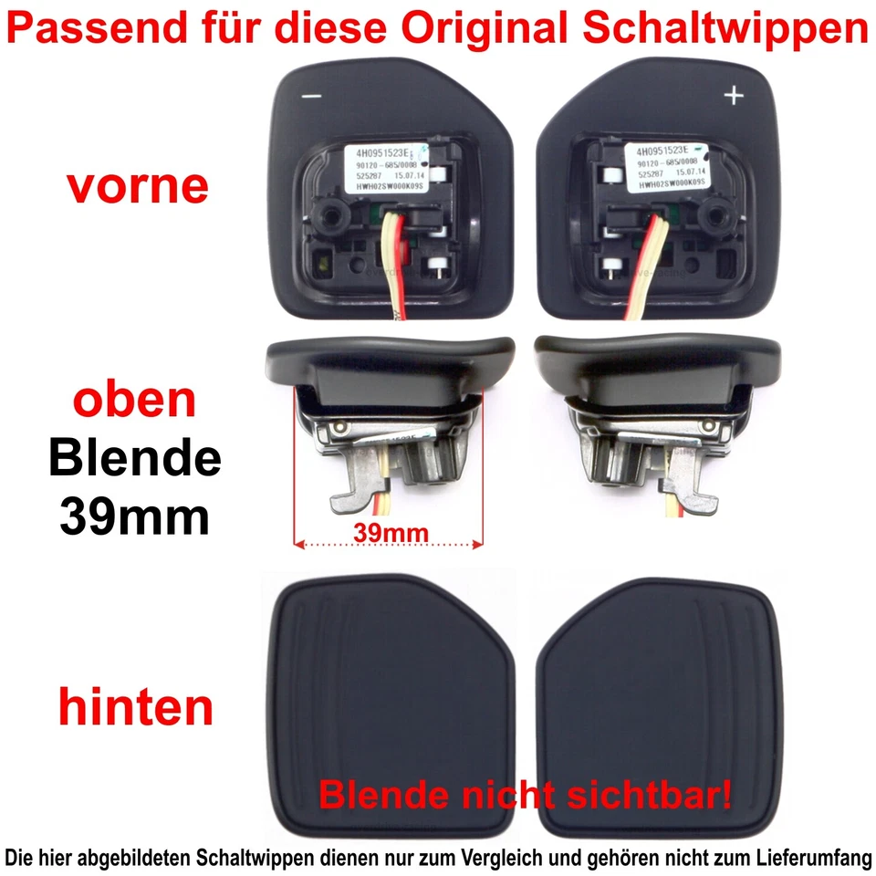 Schaltwippen Alu Verlängerung schwarz passend für Seat Leon 5F Cupra Ibiza Typ A - Bild 2 von 4