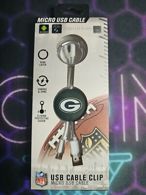 Green Bay Packers Micro USB Cable With Ring Latch Sliding Team Cover Android