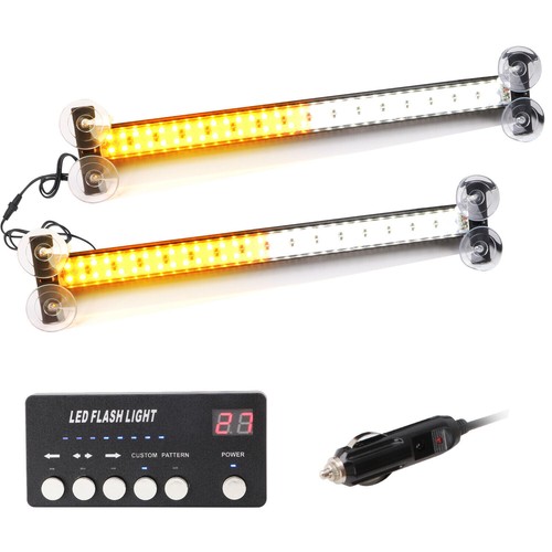 2 in 1 LED Light Bar Emergency Strobe Hazard Warning Windshield Traffic Advisor