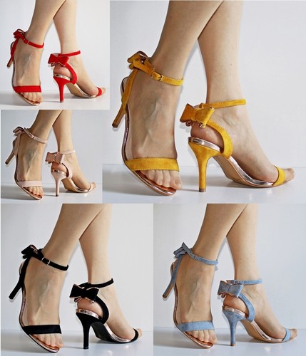 Para Mujeres Damas Fiesta Espalda Arco de Imitación de Gamuza Zapatos Taco  aguja Zapatos Sandalias Taco Alto Zapatos -6768 | eBay