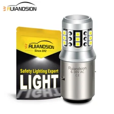 BA20D LED Motorcycle Headlight Bulb H6 DRL Hi Lo Beam 6V White/Yellow