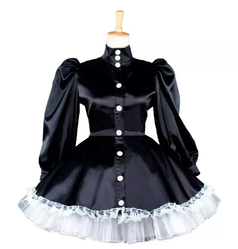 Black satin skirt yarn cheap