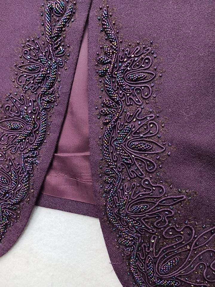 Blazer John Meyer Mujer Talla 16 Ciruela Cuentas Cierre Botón Foto 4 de 4