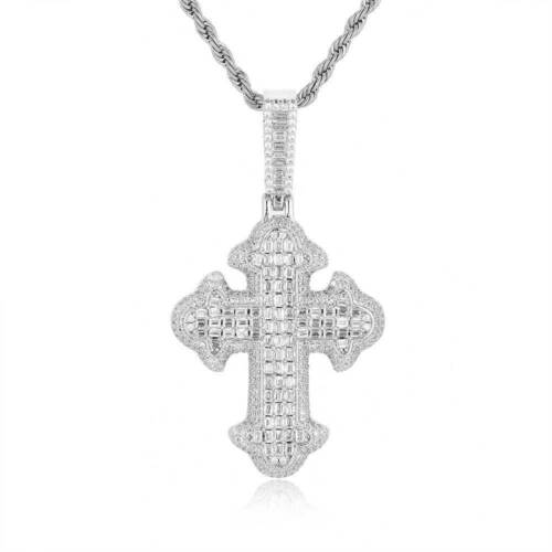 Hip Hop T Zircon Cross Pendant Necklace TopBling Gold Plated Religious Jewelry - Picture 11 of 11