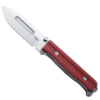 Two Sun Frame Lock Folding Knife Red Ti/G10 Handle D2 Plain Edge TS434-D2