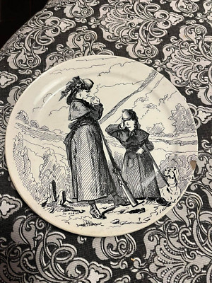 Vintage French Creil Et Montereau LM & Cie 19th Century Talking Plate Signed