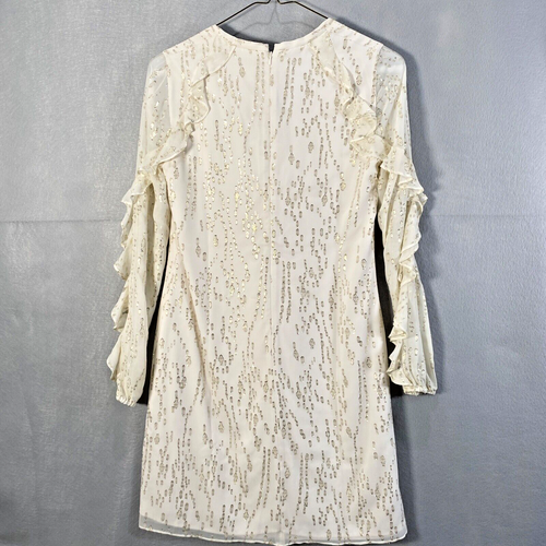NWT LILLY PULITZER SIZE 2 BELLE FLOUNCE SILK DRESS *METALLIC* COCONUT CHIFFON - Picture 8 of 14