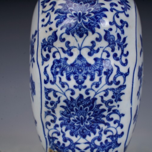 8,66 Zoll chinesisches blau-weißes Porzellan Qing Qianlong Blumen Vögel Muster Vase - Bild 7 von 10