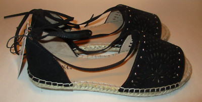 New w Tag Merona Braelyn Womens 9 1/2 Lazercut Studded Espadrille Tie Up Flats
