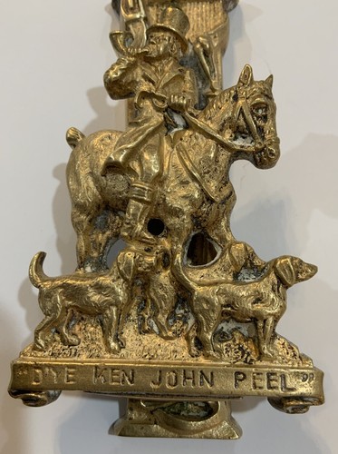 Antiguo Llamador de Puerta de Latón Sólido Caza Perros Caballo John Peel Inglés De Colección - Imagen 6 de 19