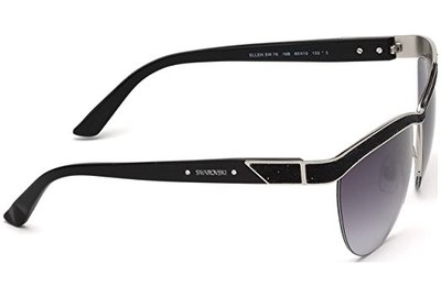 Swarovski Shiny Palladium Silver Gradient Smoke Grey 57mm Round Sunglasses NWT SWAROVSKI Sunglasses SW 76 16B Shiny Palladium / Smoke  main image 3
