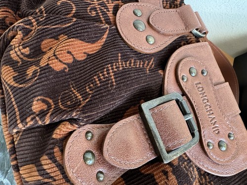 LONGCHAMP BOHO CORDUROY LEATHER SATCHEL SHOULDER BAG FRANCE NEW MEDIUM - Picture 5 of 12