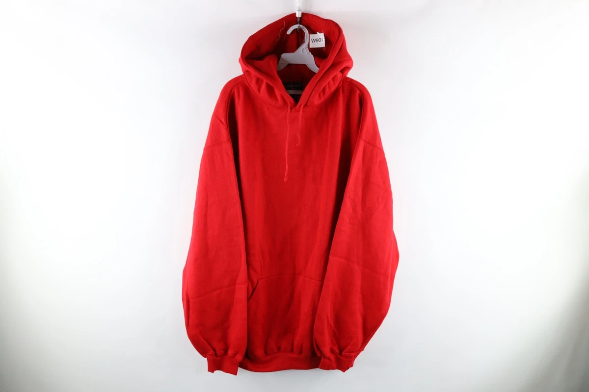 NOS Vintage Streetwear Mens Size 2XL Blank Heavyweight Hoodie Sweatshirt Red