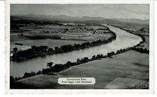 vintage aerial view from Sugar Loaf Mountain of Connecticut River MA Postcard