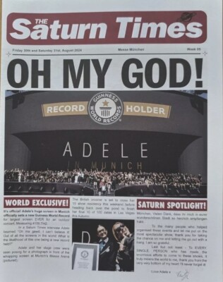 Adele In Munich Concert The Saturn Times Newspaper By Adele Week 5 RARE!