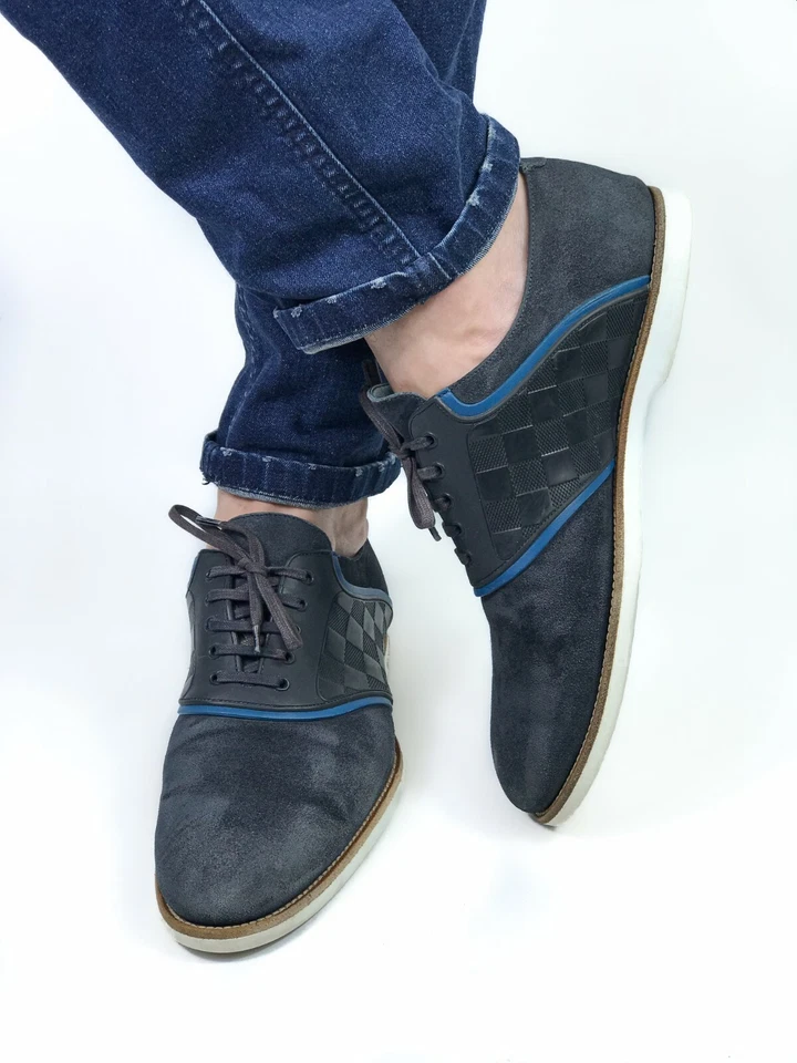 LOUIS VUITTON Mocasines Hombre Gamuza Damier Gris | Talla 6/US 8.5 (26.7 cm/10.5 in) Foto 3 de 4