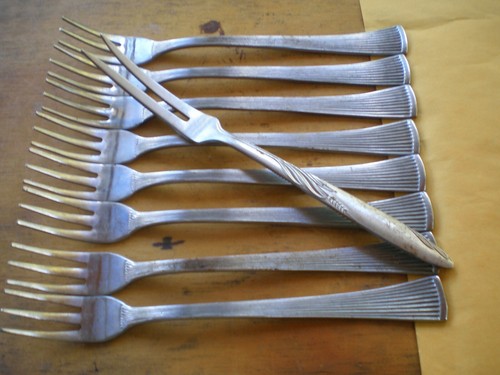 Cocktail Forks 8 PC Barclay Geneve Stainless Steel ~ Seafood ~ Cocktail