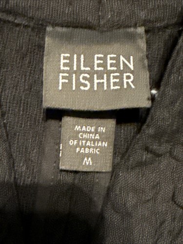 Chaqueta Blazer Larga Negra Eileen Fisher Lana Virgen Lino Bolsillos Frontales 1 Botón - Imagen 10 de 13