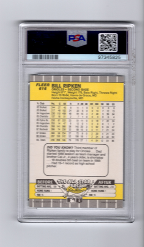 1989 Fleer Billy Ripken Baltimore Orioles #616 F*ck Face💥💥🎆 PSA Graded 9 - Picture 2 of 2