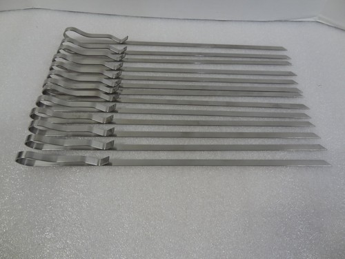 13 NEW STAINLESS FLAT BBQ SKEWERS SHISH KEBOB KEBAB KABAB Sticks 14" L x 3/8" w
