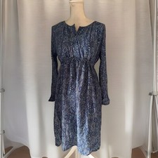 New Gap Women's Blue Paisley Print Long Sleeve Dress with Pockets Size XS