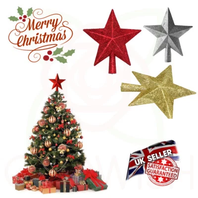 Glitter Star Christmas Xmas Tree Topper Decoration Xmas TreeTop Glitter Ornament