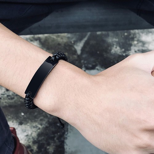 Black Rope Bracelet Engraved Gifts For Nephew, I Think About You Every Dairy - Picture 2 of 6