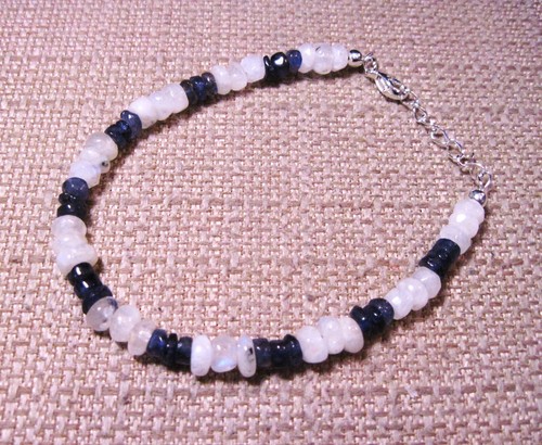 Beautiful 925 Sterling Silver Iolite & Moonstone Bracelet F103 - Picture 3 of 3