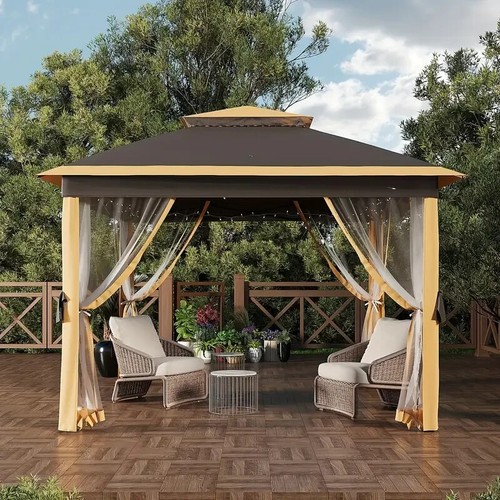 Tienda con dosel exterior 11'x11' para patio con marco mejorado y mosquitera - Imagen 2 de 4