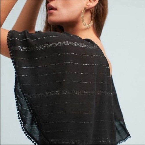 Anthropologie Farm Rio Luiza Metallic Crochet Flutter Sleeve Maxi Dress XSP $248 - Picture 3 of 11