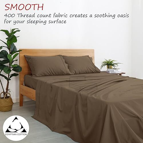 400 Thread Count 100% Egyptian Cotton Sheet Set - Queen Size Sheets Set - 12 - Picture 3 of 8