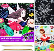 JUNQIU Scratch Art for Kids Princesses Black Rainbow Scratch Art Paper Set Arts