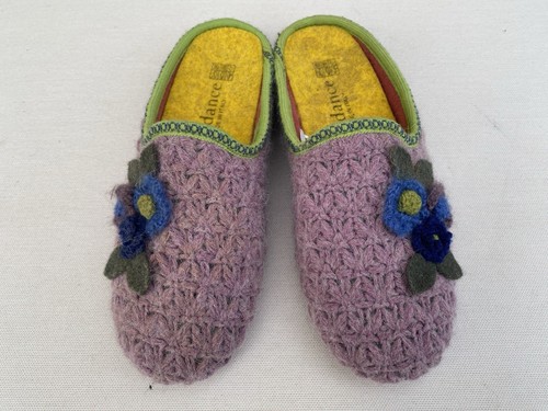 Sundance Fonda Gomma Patchwork Wool Slippers Mules Italy EU 40 US 9.5 Lavender