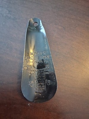 KORNER SHOE STORE, FRANKLIN PA, VINTAGE SHOE HORN, LOCAL ADVERTISING