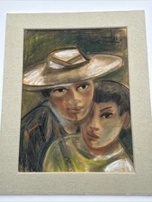 ANNETTE NANCARROW DRAWING PAINTING MODERNIST PORTRAIT MEXICAN MID CENTURY FAMOUS