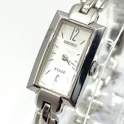 SEIKO TISSE Rechteckige Damenuhr Silber 25g Armband 15,5cm