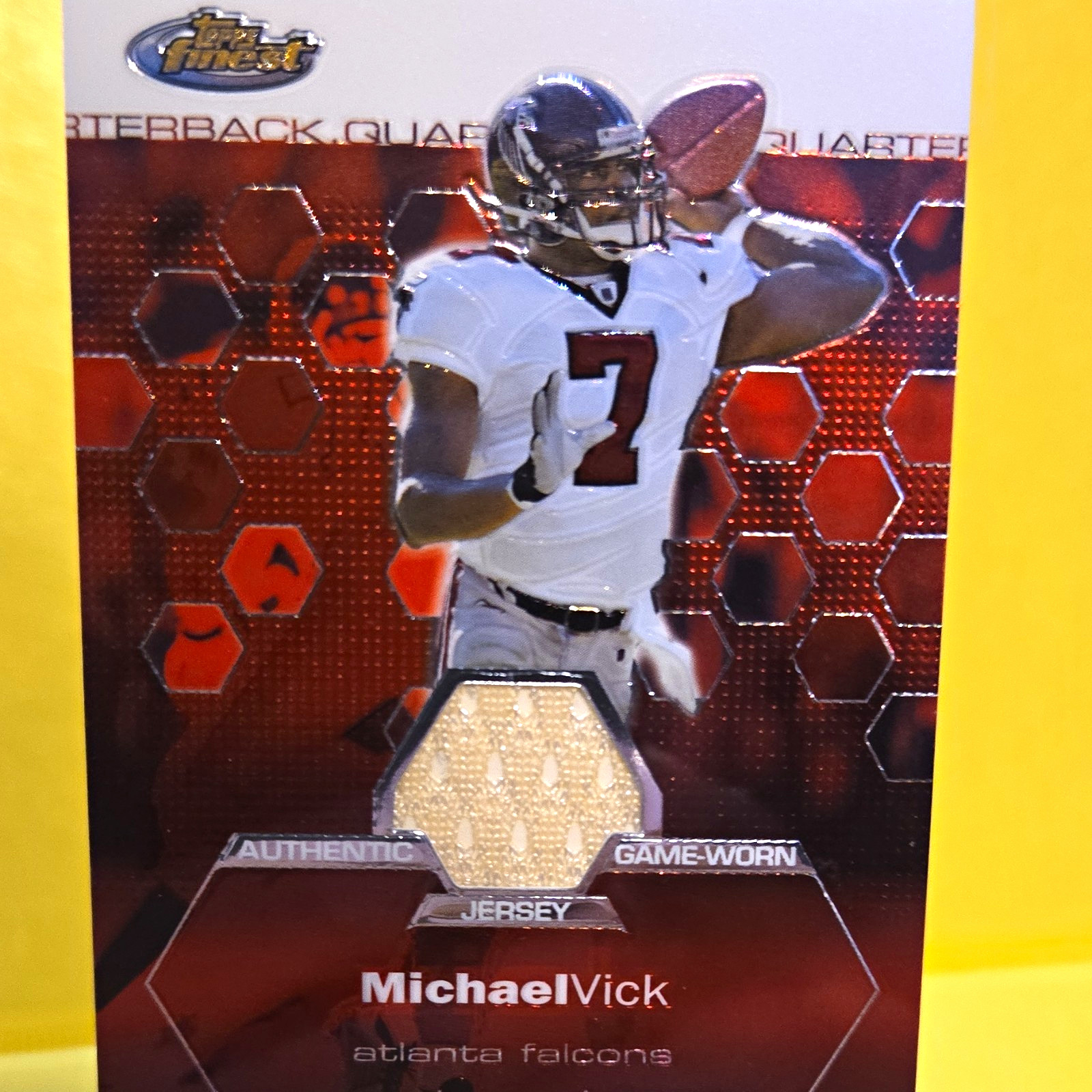 Topps Finest 2003 Quarterback Qualifiers Memorabilia Michael Vick QV-MV Falcons