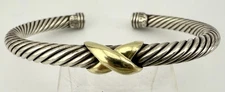 DAVID YURMAN 925 STERLING SILVER 14K X TWISTED WIRE 6 1/2” CUFF BRACELET K150C
