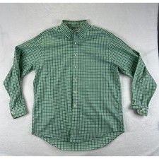 Brooks Brothers 346 Mens Large Green Gingham Plaid Button Down Shirt Non Iron