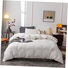 Washed Cotton Duvet Cover Ultra Soft 100 Cotton Solid Color Duvet Queen White