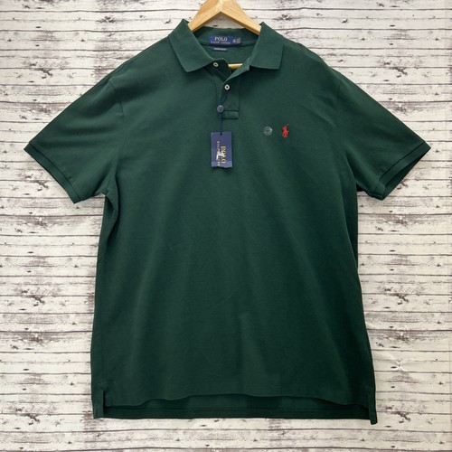 Polo Ralph Lauren Custom Slim Fit Polo Shirt Men's 2XL Green Pique Cotton Pony