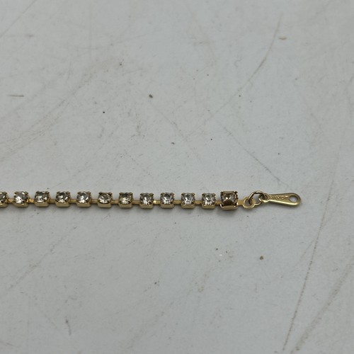 Bracciale Vintage Avon Stile Tennis Strass/Cristalli - Tono Oro - Foto 5 di 13