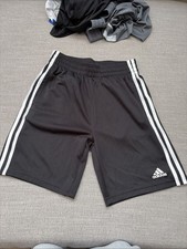 Adidas Boys Three Stripe Shorts Black with White Stripes M 10-12 NWT